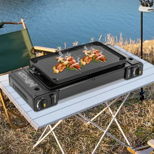 Camping Stove Dual Burner W/Grill Tray